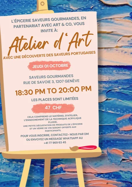 Affiche de l'atelier Art & Apéro chez Saveurs Gourmandes, 1er octobre